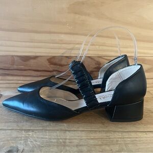 Anthropologie Renatta Jop Spain Pointy Toe Black Leather D’orsay Pumps Size 37